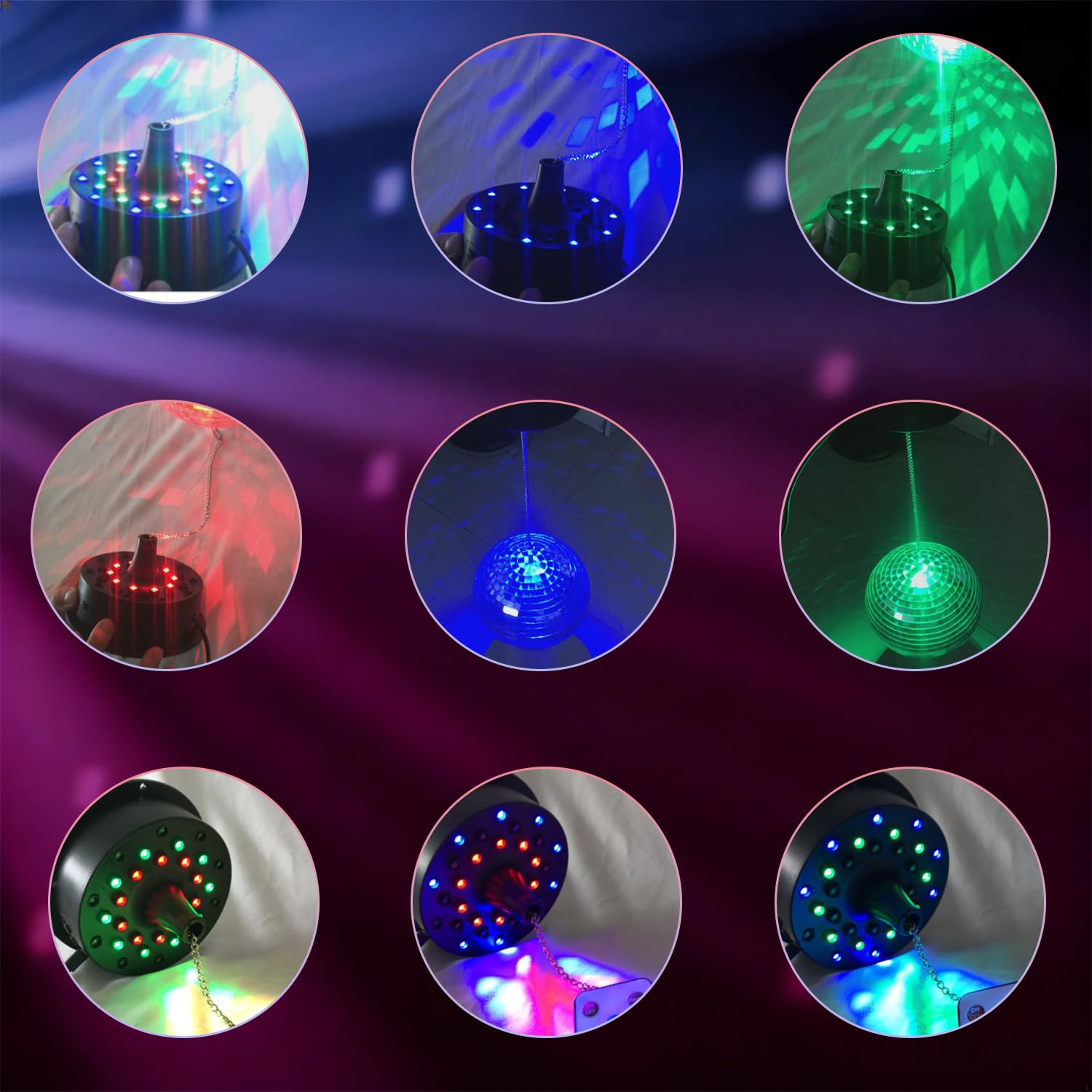 Boule à facettes avec moteur et lumière - 20 cm - Avec moteur rotatif et télécommande - 6 modes de couleur et 30 perles LED - Décoration pour clubs, bars, discothèques et événements