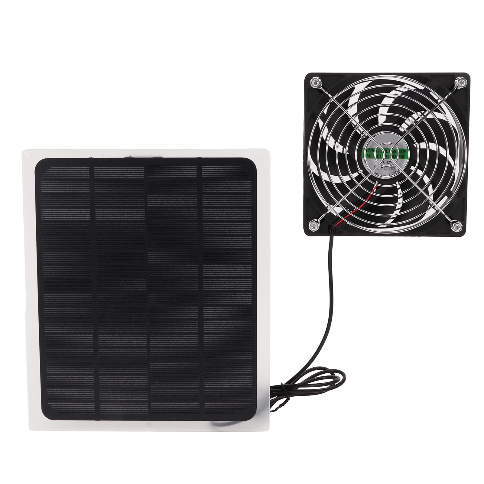 Fockety Kit de Ventilador de Panel Solar, Kit de Ventilador de Energía Solar Impermeable de 10 W, Ventilador de Escape Solar Al Aire Libre para Invernadero, Gallinero, Cobertizo, Casa de Mascotas