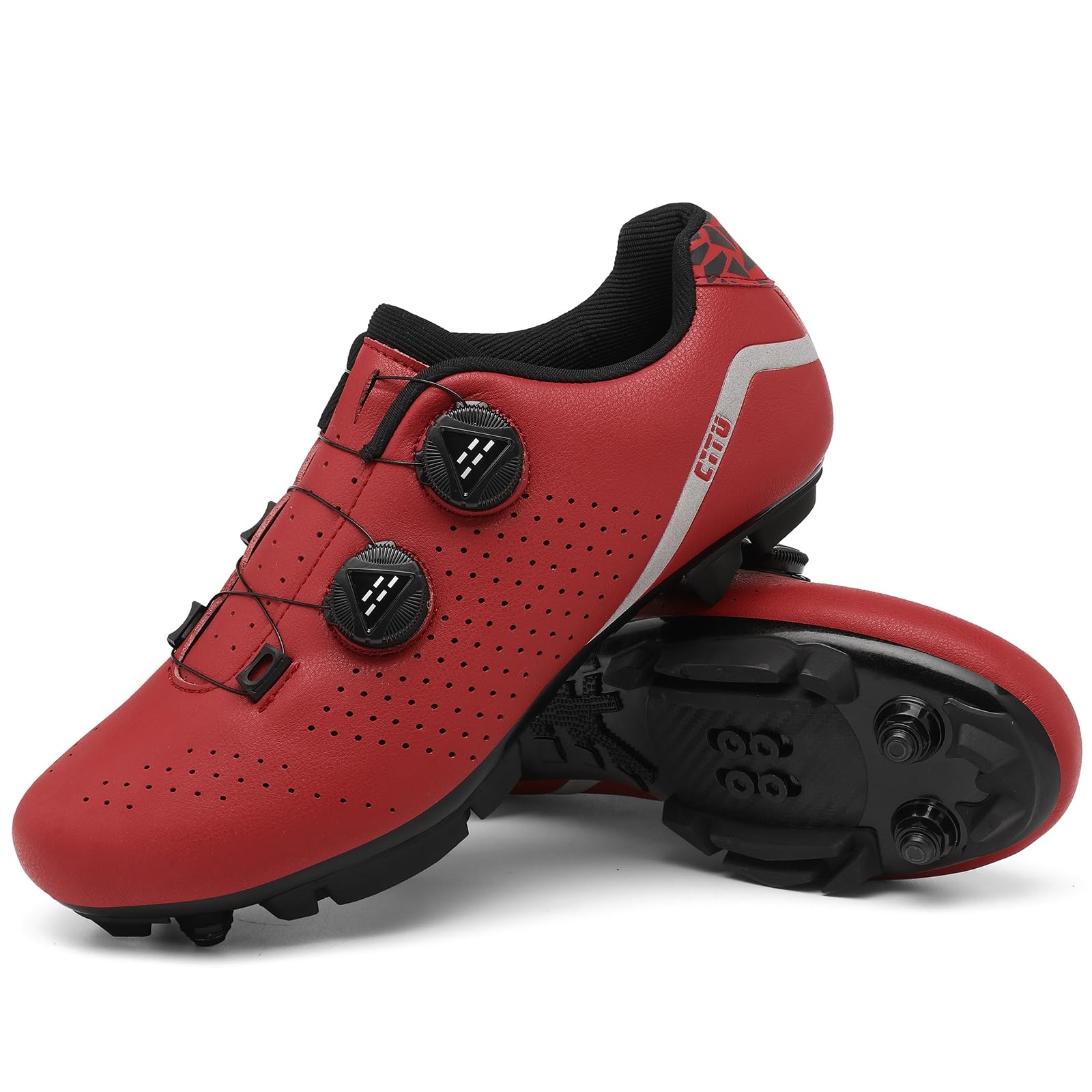 SDEQA Zapatilla de MTB Hombre, Zapatos Bicicleta de Montaña Exterior Compatibles con SPD Pedales de 2 Tornillos con Calas Antideslizantes y Resistentes Zapatillas Deportivas Ciclismo