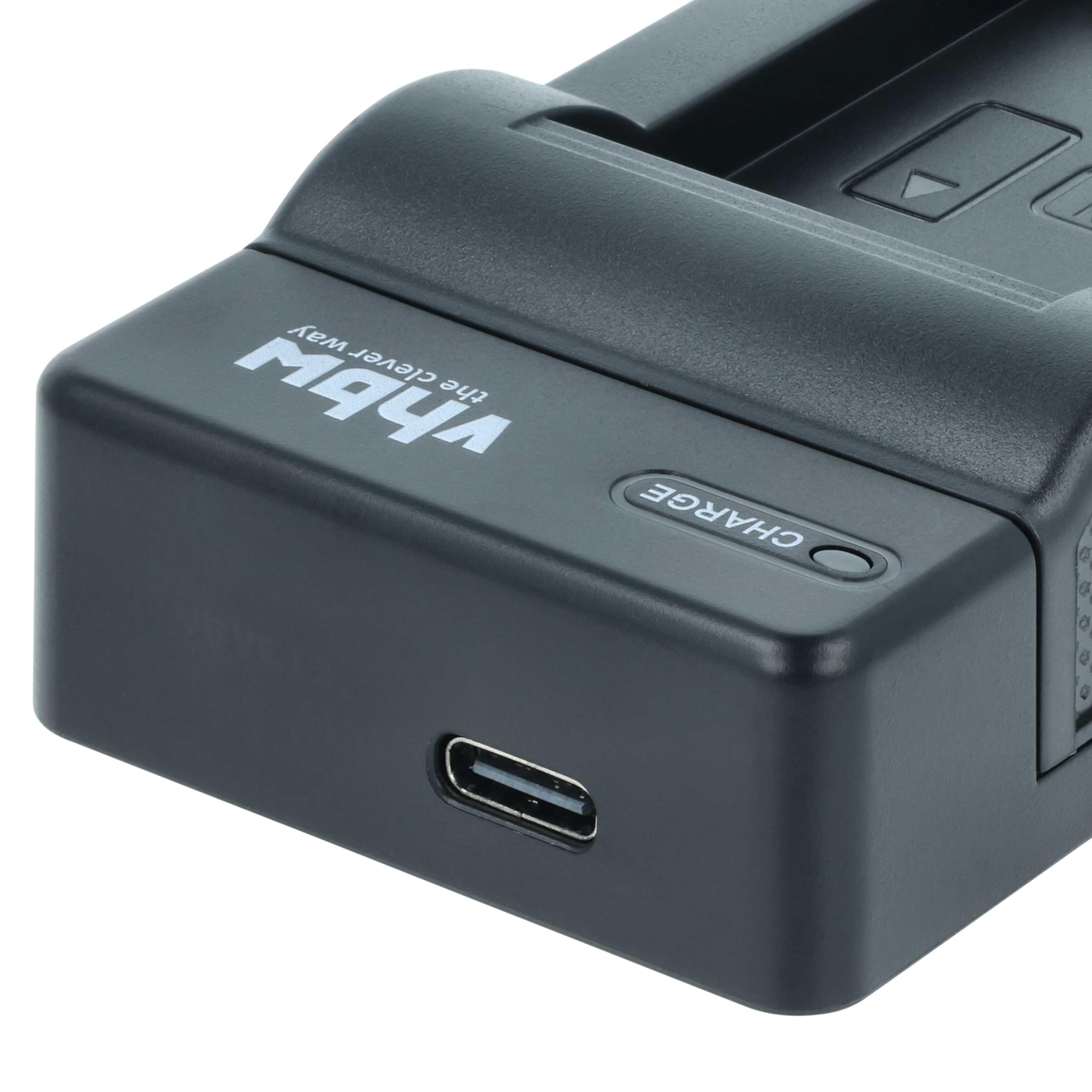 vhbw caricatore USB-C compatibile con Sony Cybershot DSC-H400, DSC-HX300, DSC-H400V, DSC-HX350 camera + cavo USB-C + LED