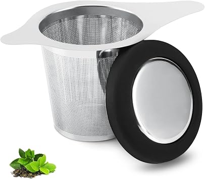 Tea Infuser Basket Stainless Steel Tea Strainer Tea Filter With Small Strainer And Lid Tea Diffuser For Loose Leaf Tea Superior Brewing Experience One pack silver