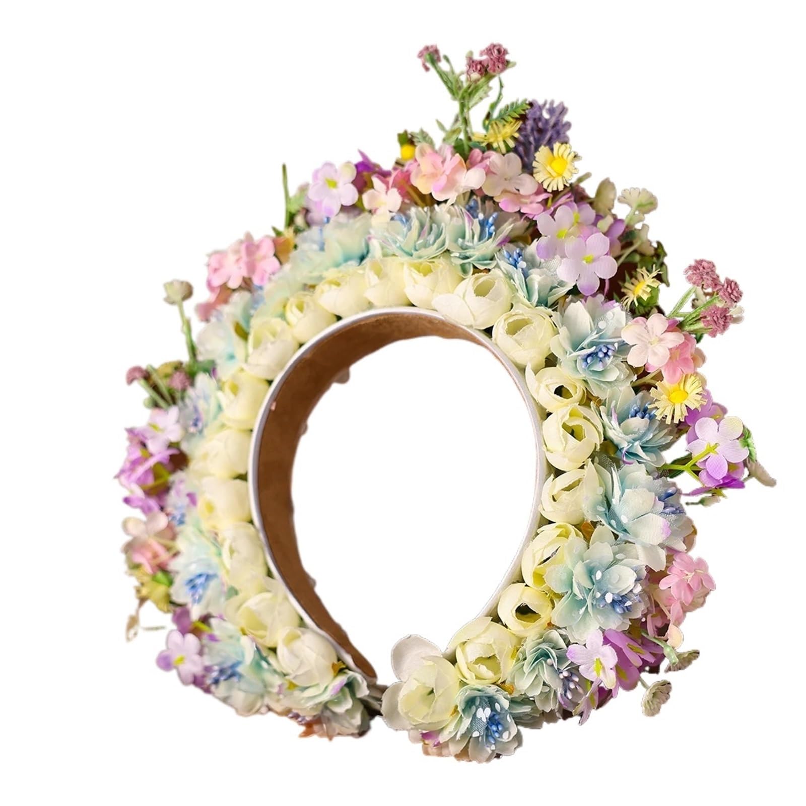 Haarreif mit künstlicher Blumenkrone Künstliches mehrfarbiges Blumenkronen-Stirnband for Frauen, Braut, Hochzeit, Haarschmuck(Color5)