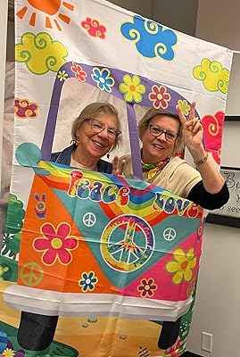 Hippie Bus Foto Requisite 167x100cm - Retro 60er Jahre Selfie Rahmen Aus Stoff