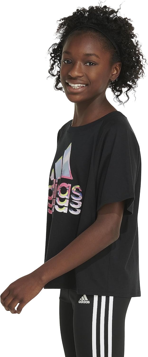 adidas Girls Short Sleeve Raglan Loose Box Tee