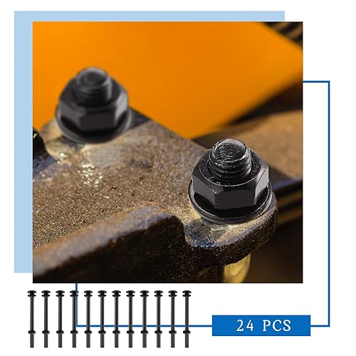 Miniatura 100 de Zonon Juego de 12 pernos de carro galvanizados de 3/8 x 6 pulgadas, color negro, incluye arandelas resistentes a la corrosión y tuercas