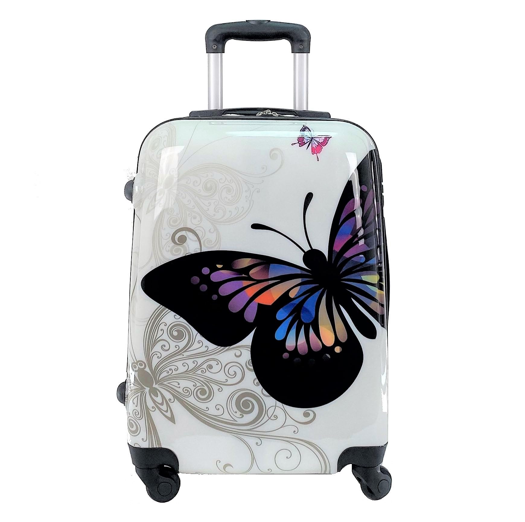 Maleta de Cabina Equipaje de Mano Viaje avión rígida 4 Ruedas 360º Medidas 55x35x20cm Viajar Estampado Mariposa