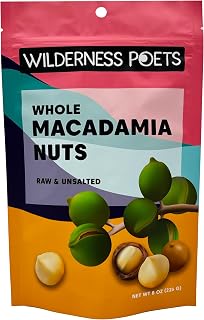 Wilderness Poets, Raw Whole Macadamia Nuts - Fresh, Buttery, Unsalted, Unroasted - Super Keto (8 Ounce)