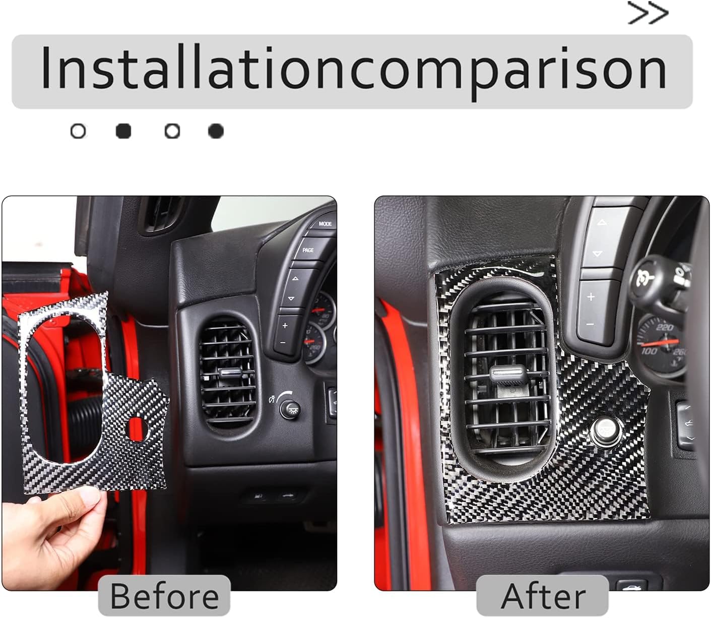 PIUGILH Center Console Side Air Vent Panel Frame Carbon Fiber Dash Board Side Air Outlet Sticker Interior Decoration Cover Compatible with Corvette C6 Z06 ZR1 2005-2013, 2PCS (Black)