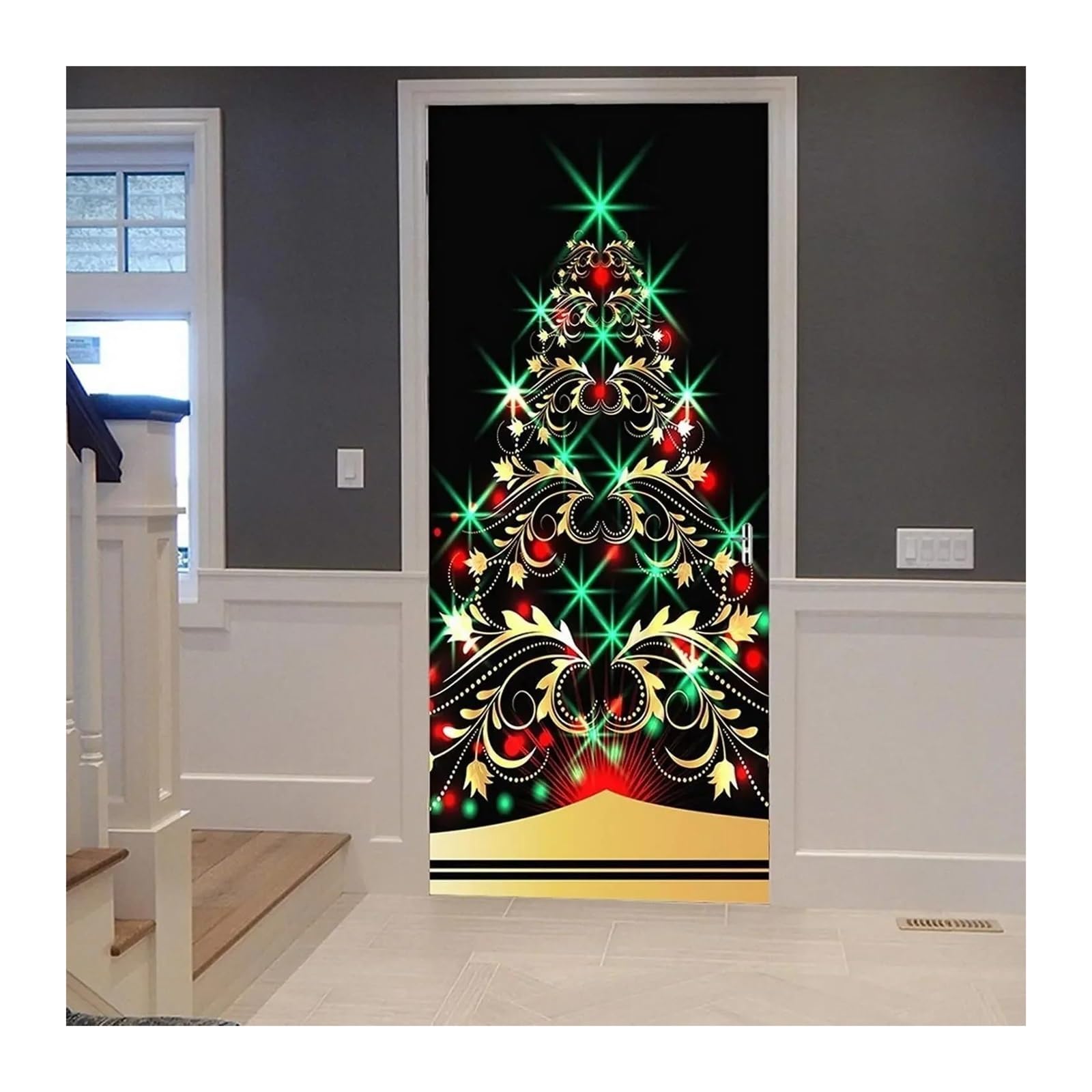 Autocollants de porte Joyeux Noël 40x120cm pour décorer sans peindre les murs