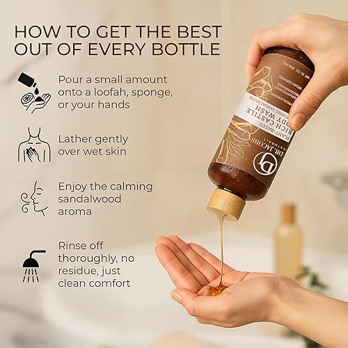 Miniatura 6 de Dr. Jacobs Naturals - Jabón líquido de Castilla puro, sándalo, jabón natural infundido con vitamina E y aloe vera para hidratar la piel seca y