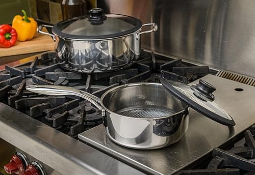 Miniatura 2 de Black Cube CeramicQR - Utensilios de cocina fabricados en Francia, cacerola de liberación rápida de 8 pulgadas con tapa de vidrio templado, cacerola