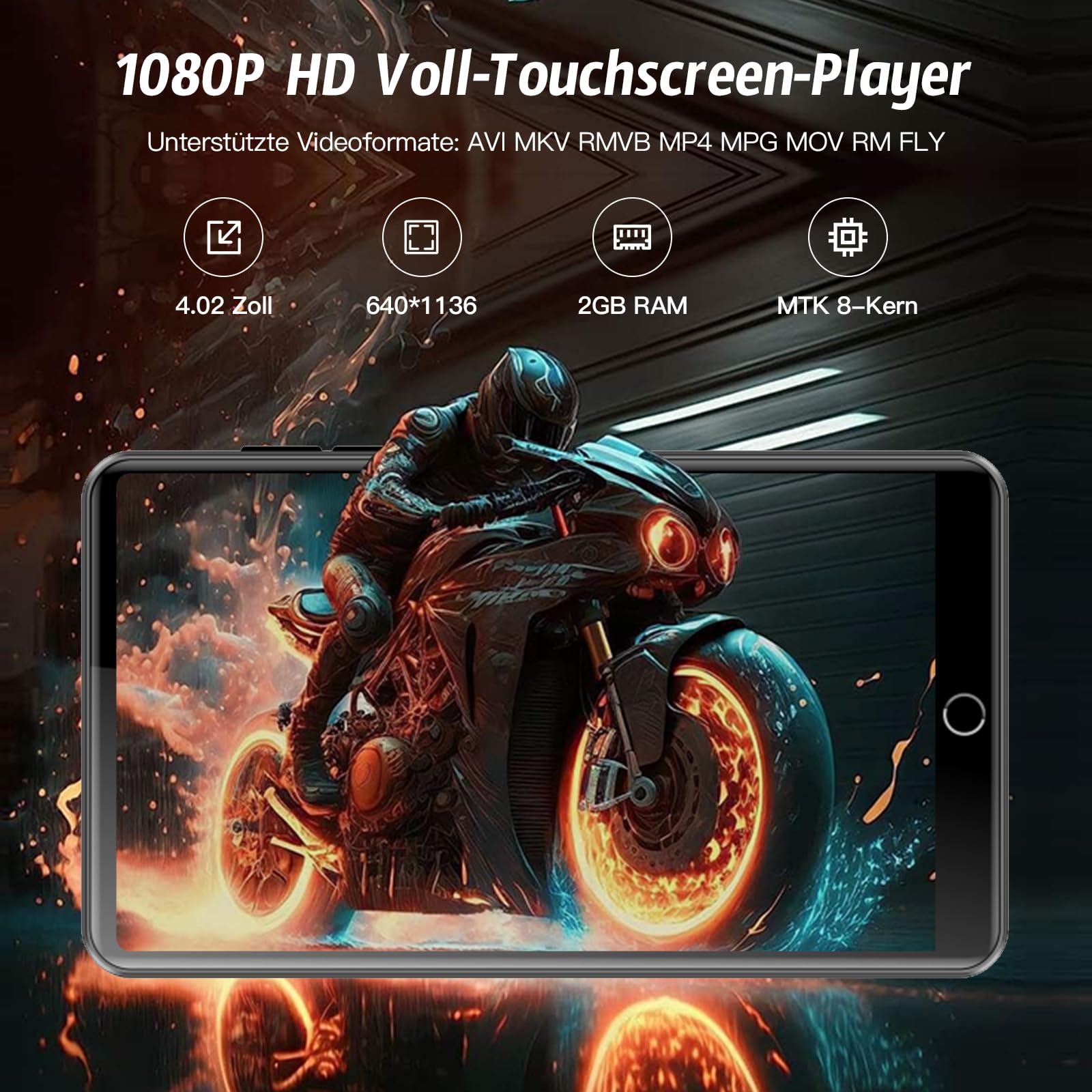 MP3 Player mit 13 MP Kamera, 4,02" MP4-Player mit Bluetooth und WiFi, Musik Player für Kinder mit Lautsprechern, Android Musik Player mit Spotify, YouTube, Play Store