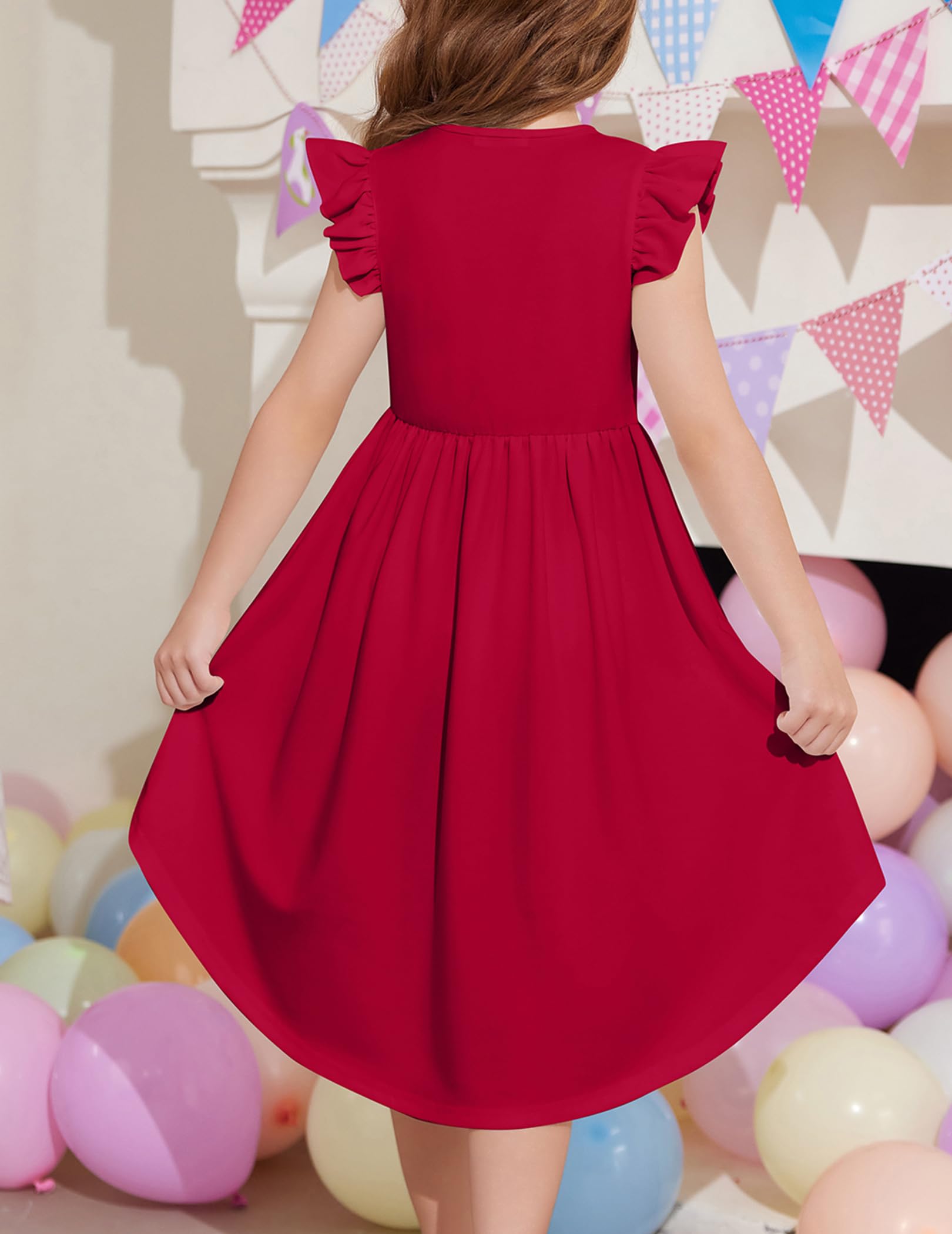 Arshiner Robe d'été pour Fille Manches Flottantes Ourlet Asymétrique Robes de Soirée Festive Élégante pour Filles 5-14 Ans