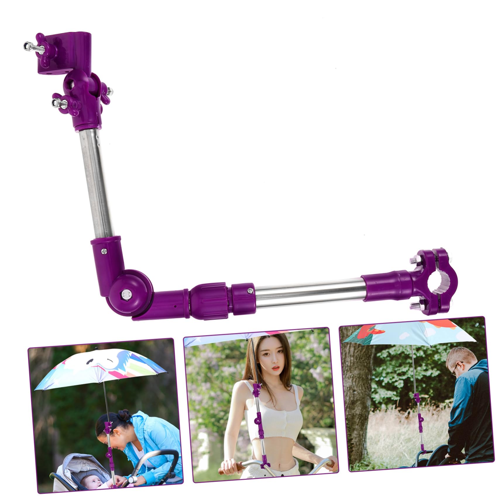 Anneome Foldable Umbrella Stand for Bike Sturdy Metal Umbrella Mount Clamp for Beach Chair Stroller