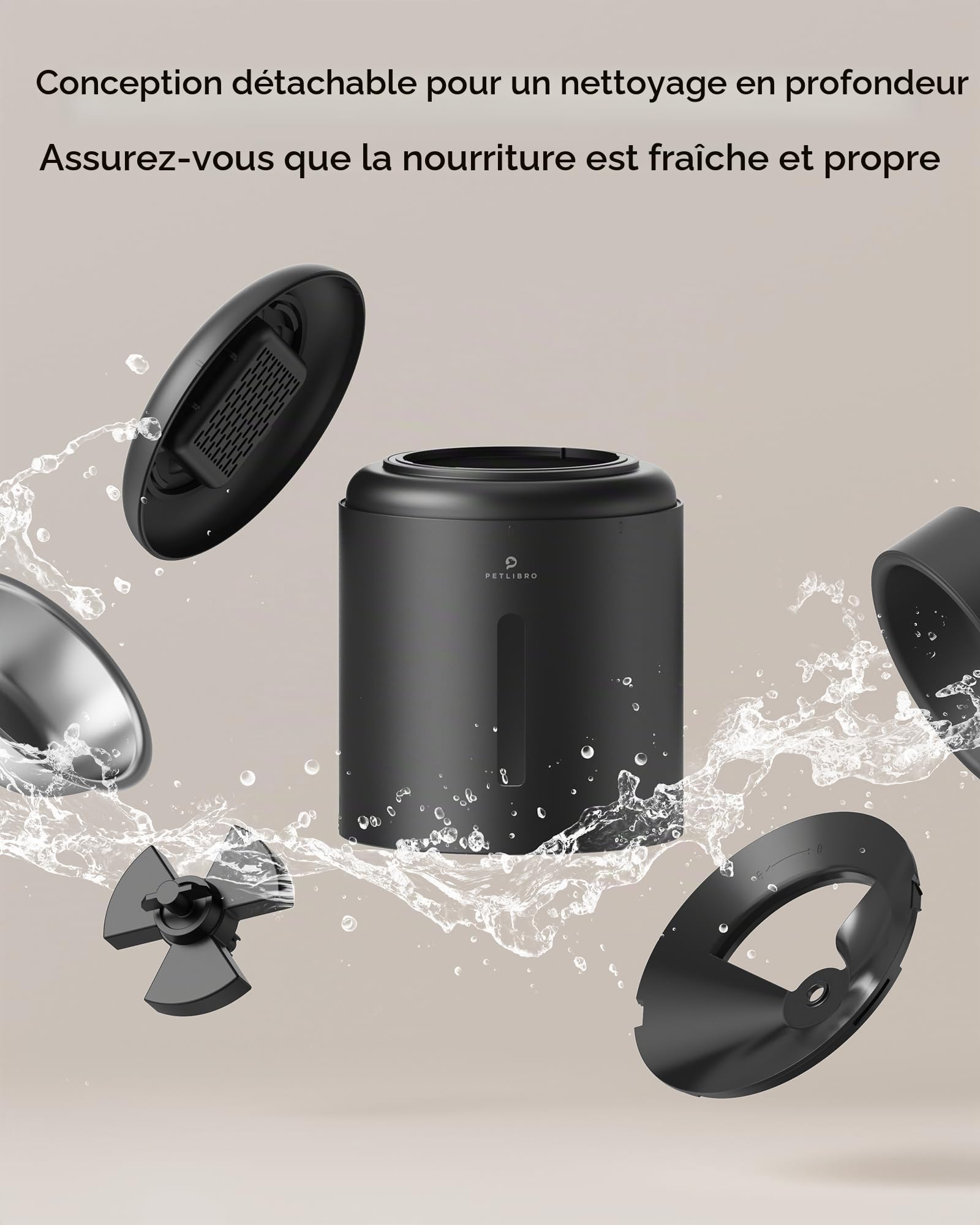 PETLIBRO Distributeur Automatique de Nourriture pour Chat, Triple Conservation avec Bol en Acier Inoxydable et Couvercle à Verrouillage Rotatif, jusqu'à 50 portions, 6 Repas par Jour, Grenier pour