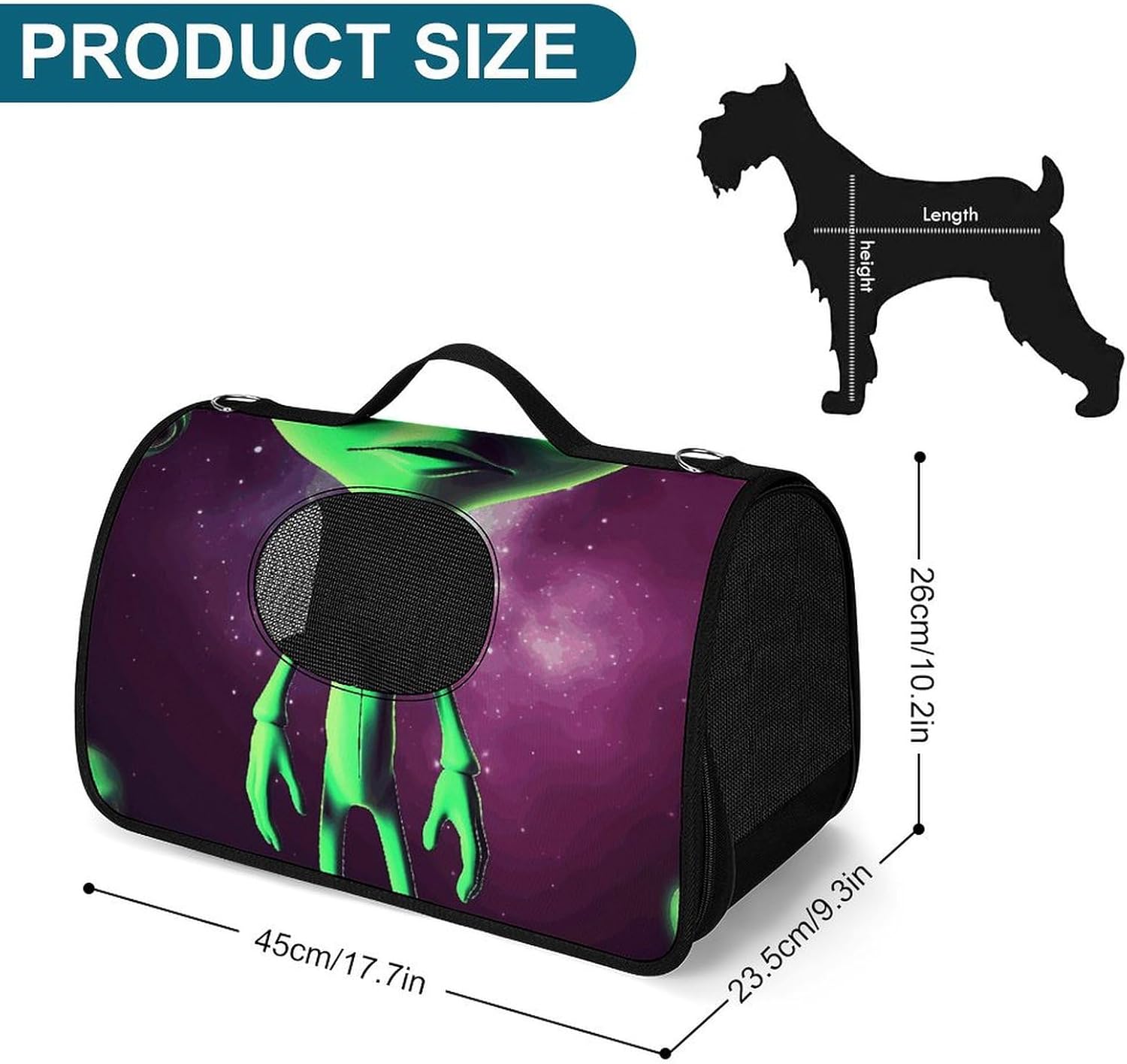 Pet Handbags, Green Alien Printed Pet Handbags,folding Pet Bags,new Pet Handbags,universal Pet Handbags, 45X26X23.5cm
