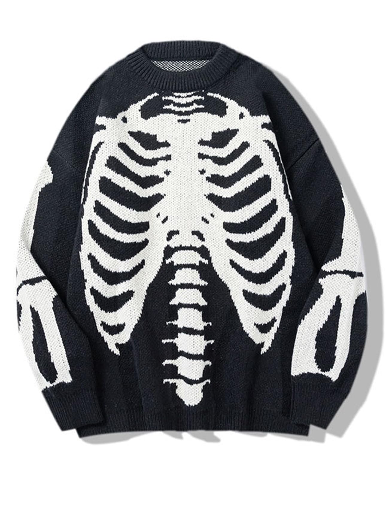 Gihuo Women Dinosaur Oversized Sweater Graphic Crewneck Knitted Pullover Casual Loose Fit Jumper Tops