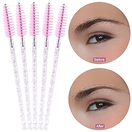 Tbestmax 300 Disposable Mascara Wands Spoolies Eye Lash Brush for Eyebrow/Eyelash Extension Pink