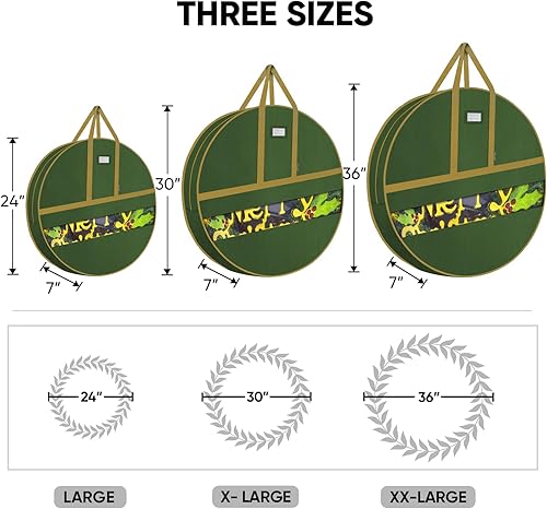 Miniatura 4 de BALEINE Contenedor de almacenamiento de corona de alta calidad, bolsas de almacenamiento Oxford para coronas de Navidad con material de lona