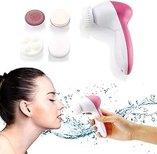 PIARA 5 in 1 Massager Face Facial Massager Exfoliator Electric Massage Machine Woman Face Care Cleanser Massager Kit For Smoothing Body Beauty Skin Cleaner - Multicolor