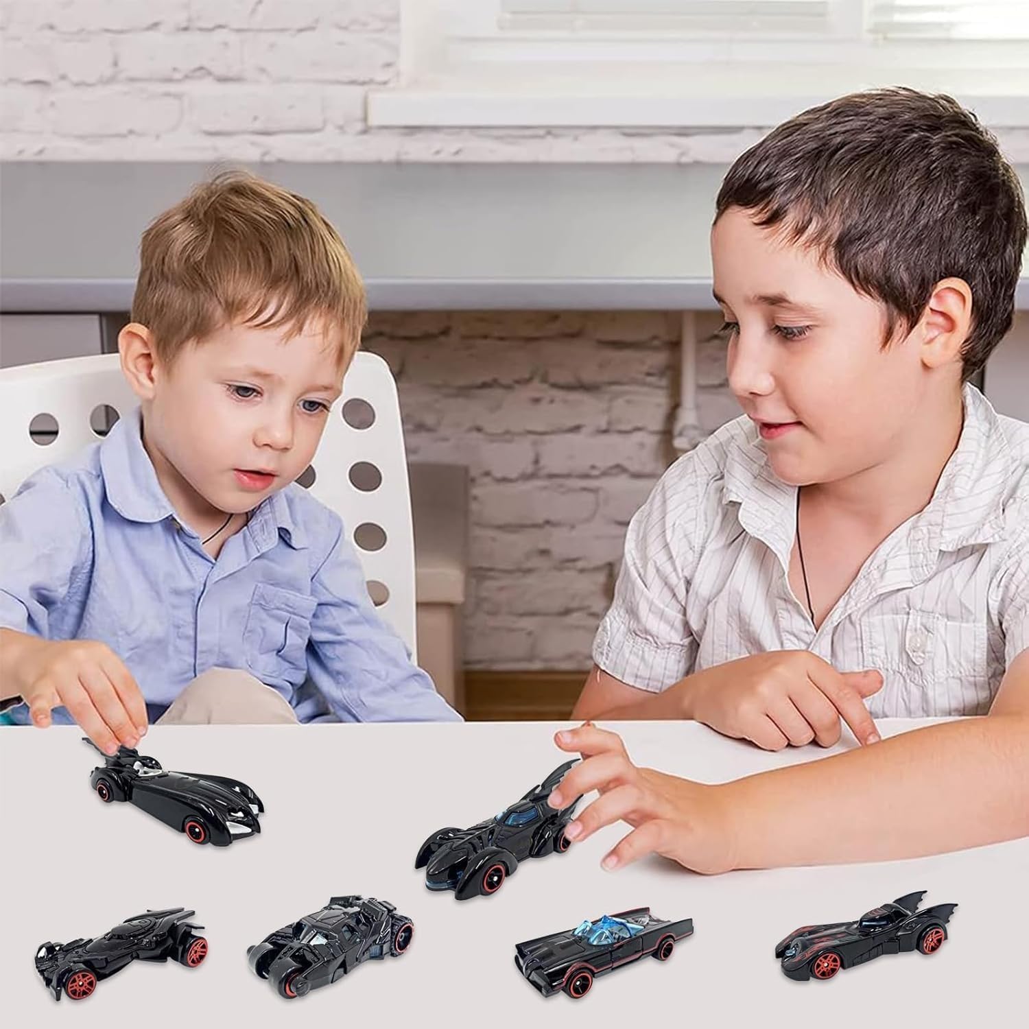 Galaxy Hi-Tech Black Bat Super Hero Metal Cars Push N Go 6 Pcs Vehicles, Racing Cars Play Set for Toddlers, Boys Die-Cast Car Set, Cake Decorations Topper Birthday Gift 1