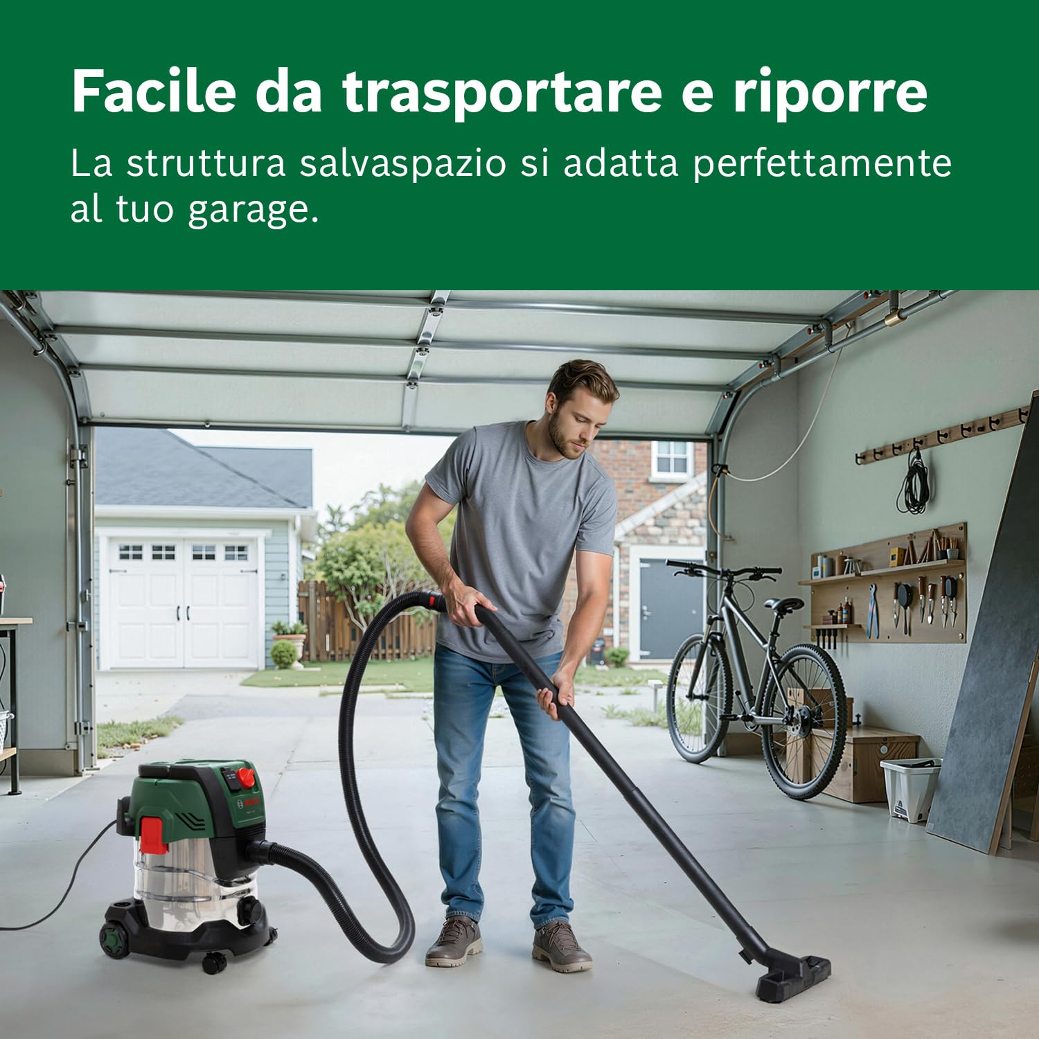 Bosch Aspirapolvere a filo PAS20-220P (Tubi di prolunga, tubo di aspirazione 2,2 m, tubo a gomito/impugnatura, bocchette, borsa in tessuto (Uni), filtro plissettato piatto, UniversalAdapter)