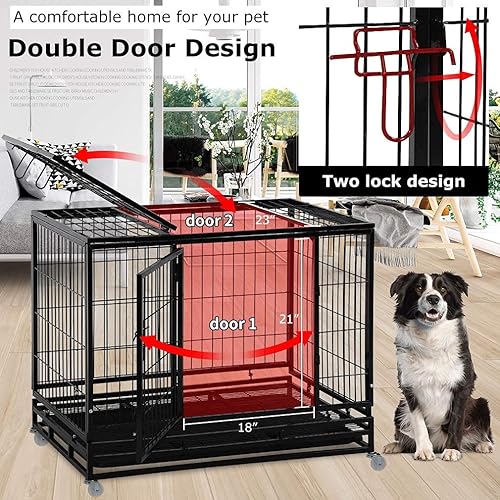 Miniatura 4 de Jaula para perros, jaula para perros grandes, resistente de 36 pulgadas, corral para mascotas para entrenamiento en interiores y exteriores, con