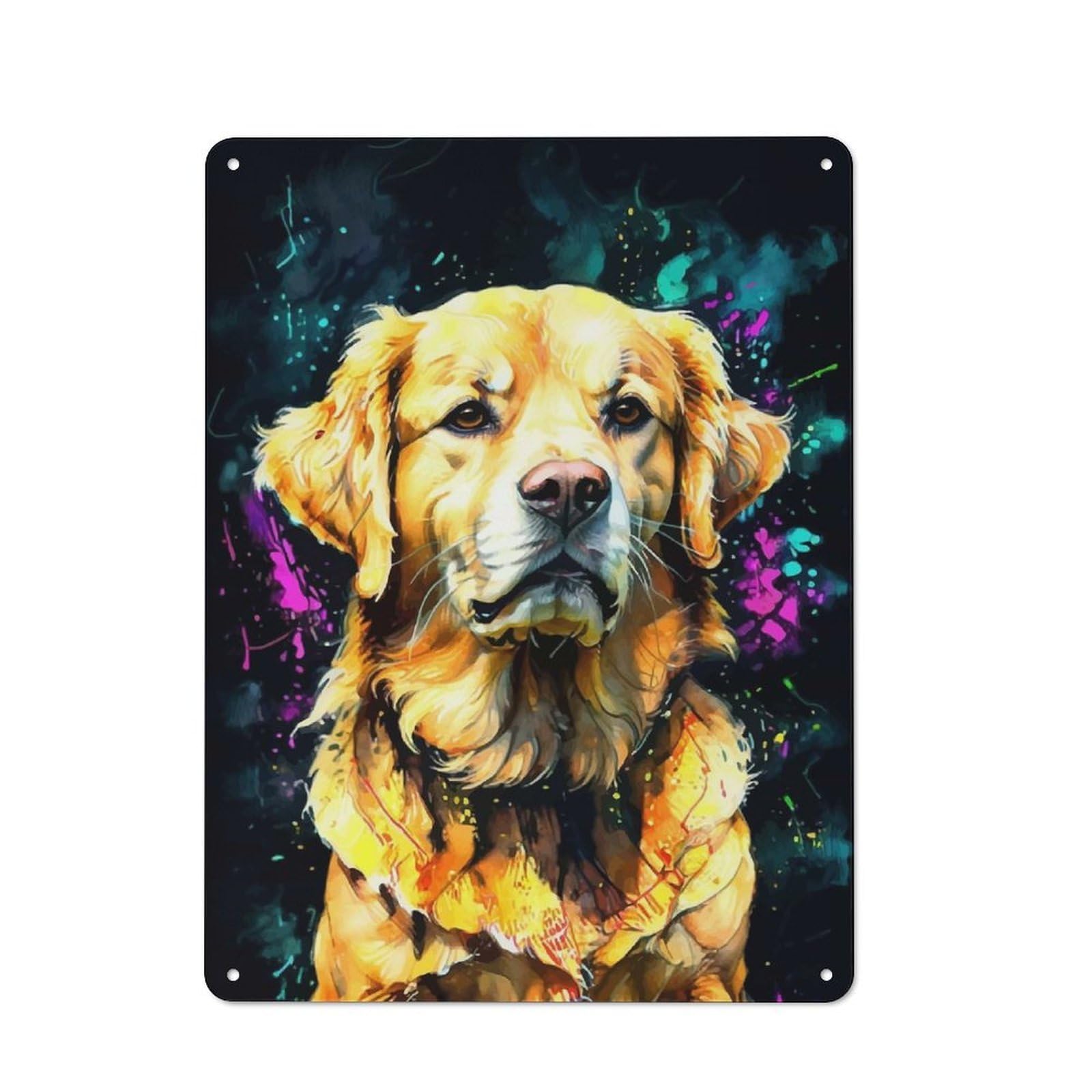 Junmoney Golden Retriever Portrait Vintage Tin Sign 40X30cm For Garden Room Or Summerhouse, A Housewarming Gift For Outdoor-Room Decor Collectors