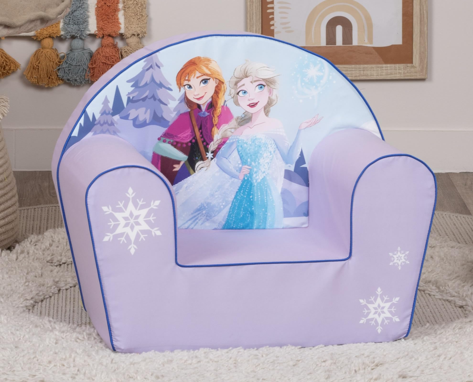 Disney Home La Reine des Neiges – Anna & Elsa, Petit Fauteuil Déhoussable et Lavable, Confort Douillet pour Chambre d’Enfant