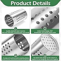 Vista 3 de EORTA Soporte para utensilios de cocina de acero inoxidable, cilindro, organizador de drenaje de cubiertos, escurridor con agujeros de drenaje