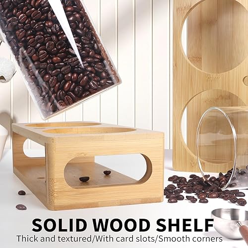 Miniatura 5 de Recipiente de café para café molido, recipiente de café de vidrio, recipientes de almacenamiento de alimentos con tapas herméticas inoxidable, juego