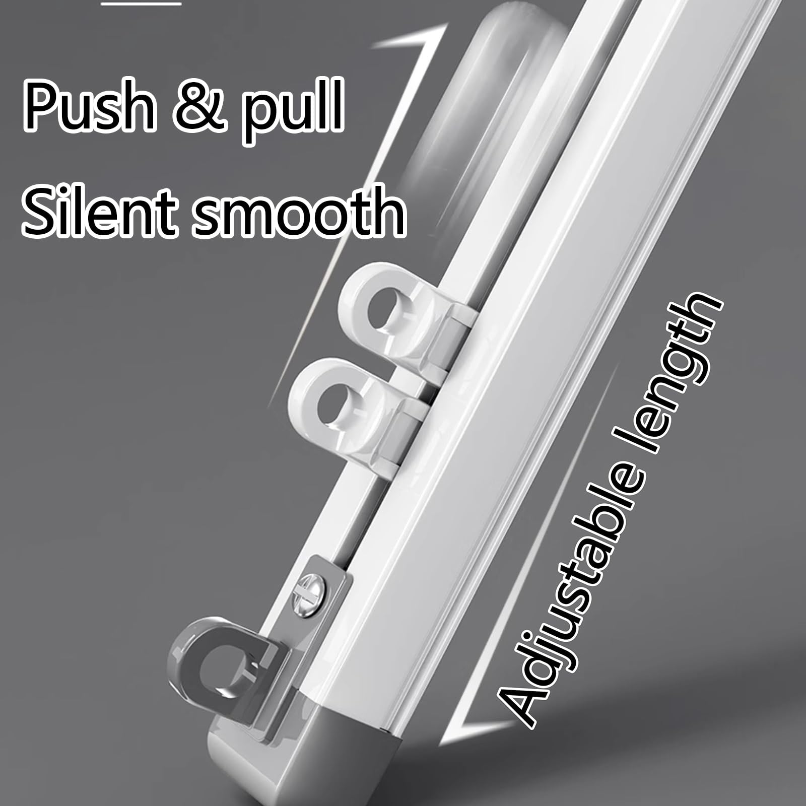 Binario Per Tende Doppio, Bastone Tenda Soffitto In Alluminio, Resistente Binario Tenda Soffitto Silenziose E Lisce Per Divisorio Tra Soggiorno E Camera Da Letto(White,2.1m)