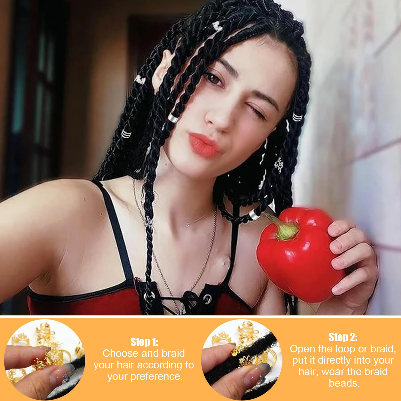 Accesorios Pelo Trenza 120 Piezas Cuentas Cabello Rastas Ajustables Mujer Hombre Decoración Fiestas