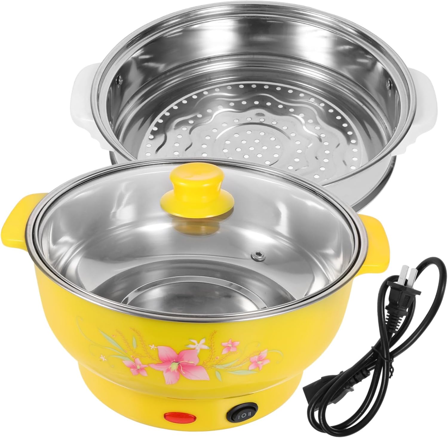 LIFKOME Stainless Steel Steamer Pot Electric Cooking Pot Pressure Cooker Double Layers for Home Kitchen Office
