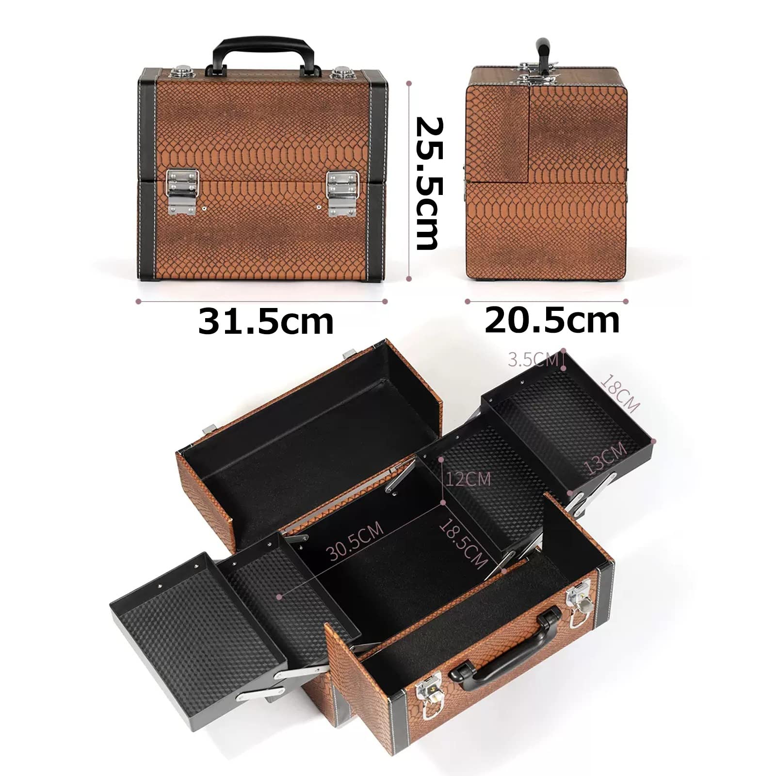 CKKNILV Cosmetic Case Portable Travel Beauty Box Waterproof Makeup Bag Organiser Bag Makeup Artist Bag Multifunction Bag Travel Makeup Case Beauty Train Case Leather Cosmetic Ca