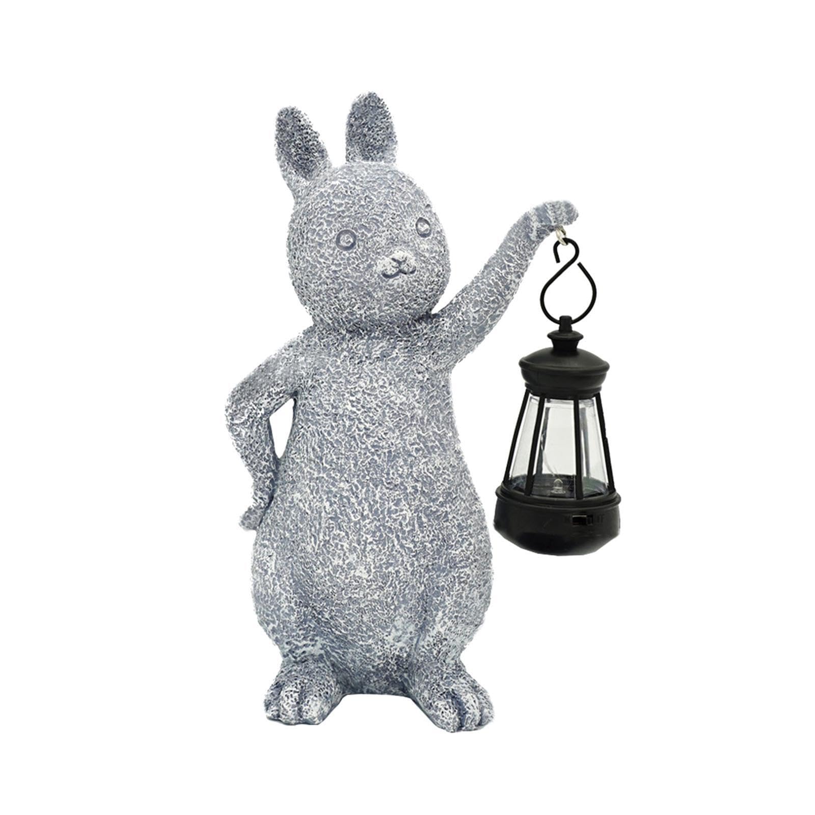 KTUXZCI Outdoor Bunny Statue With Solar Powered Light Figurine Representing Charm And Durability While Beautifying Gardens Decorative Animal Sculpture Gift