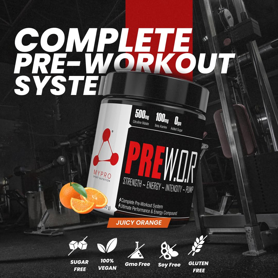 Mypro Sport Nutrition Pre-Workout Powder-50-Servings-250 Gm -Increase Energy & Stamina-Intense Strength-Recover Faster-Energy Booster-Sharp Focus-Powerful Pumps-For Men&Women (Juicy Orange) — Amazon image 3