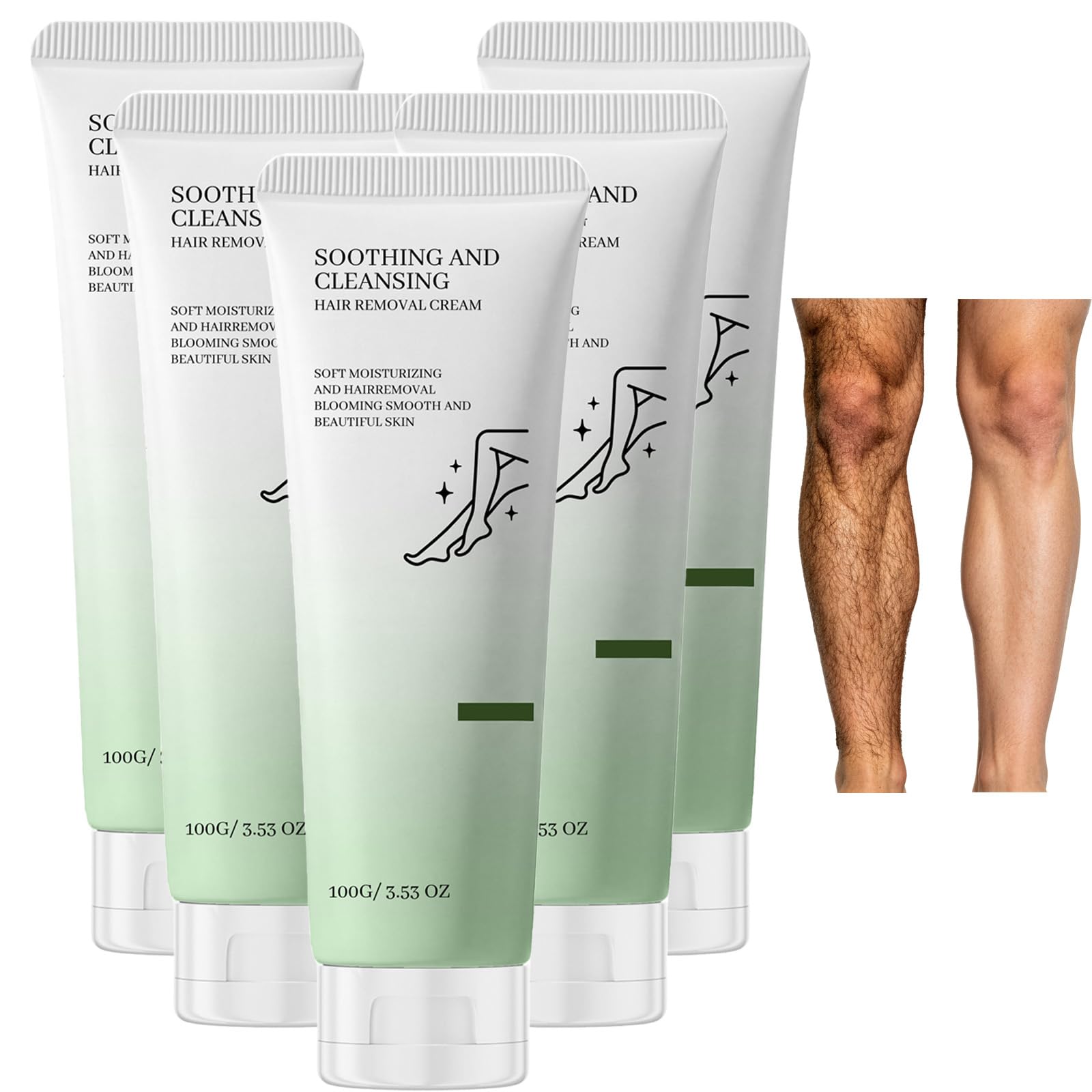 Sanfte Haarentfernungscreme für empfindliche Haut, schmerzlos (5PCS) | Schmerzfreie Enthaarungscreme für Damen und Herren, sanfter Haarentferner für Beine, Arme, Achselhöhlen, Bauch und Bikinizone