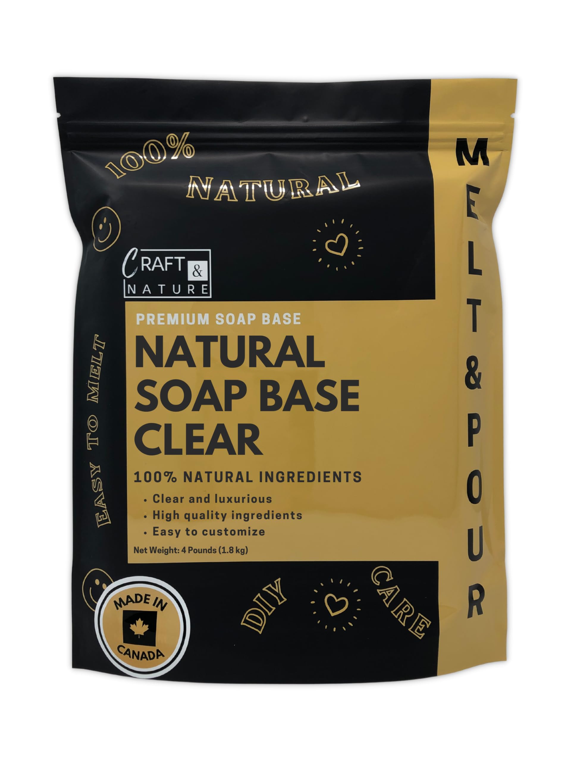 Craft & Nature 4 LB All Natural Unscented Clear Moisturizing Glycerin Melt And Pour Soap Base for Soap Making