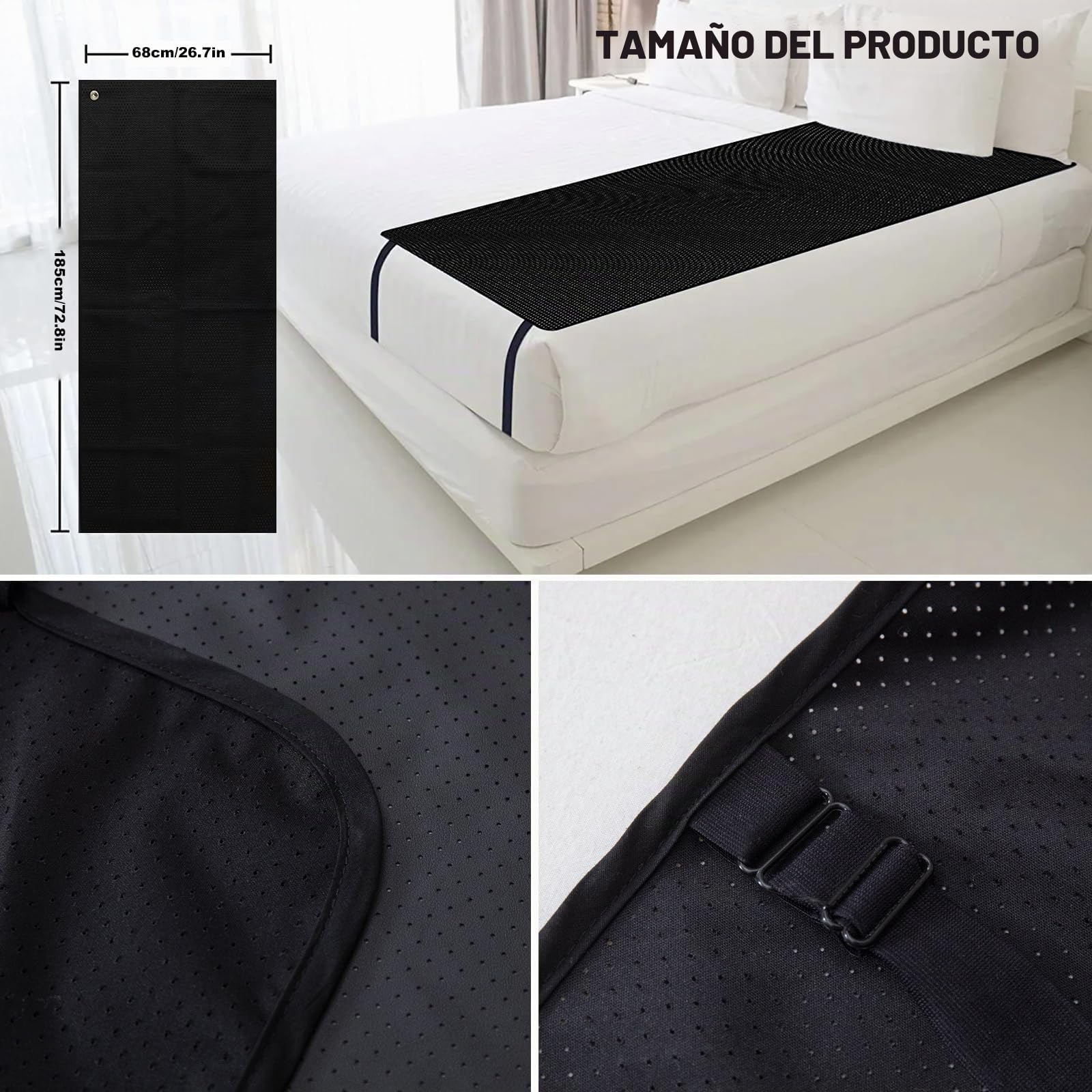 Juego de cama de puesta a tierra, alfombrilla de tierra para mejorar el sueño, colchoneta transpirable con correas elásticas (68 x 185 cm)