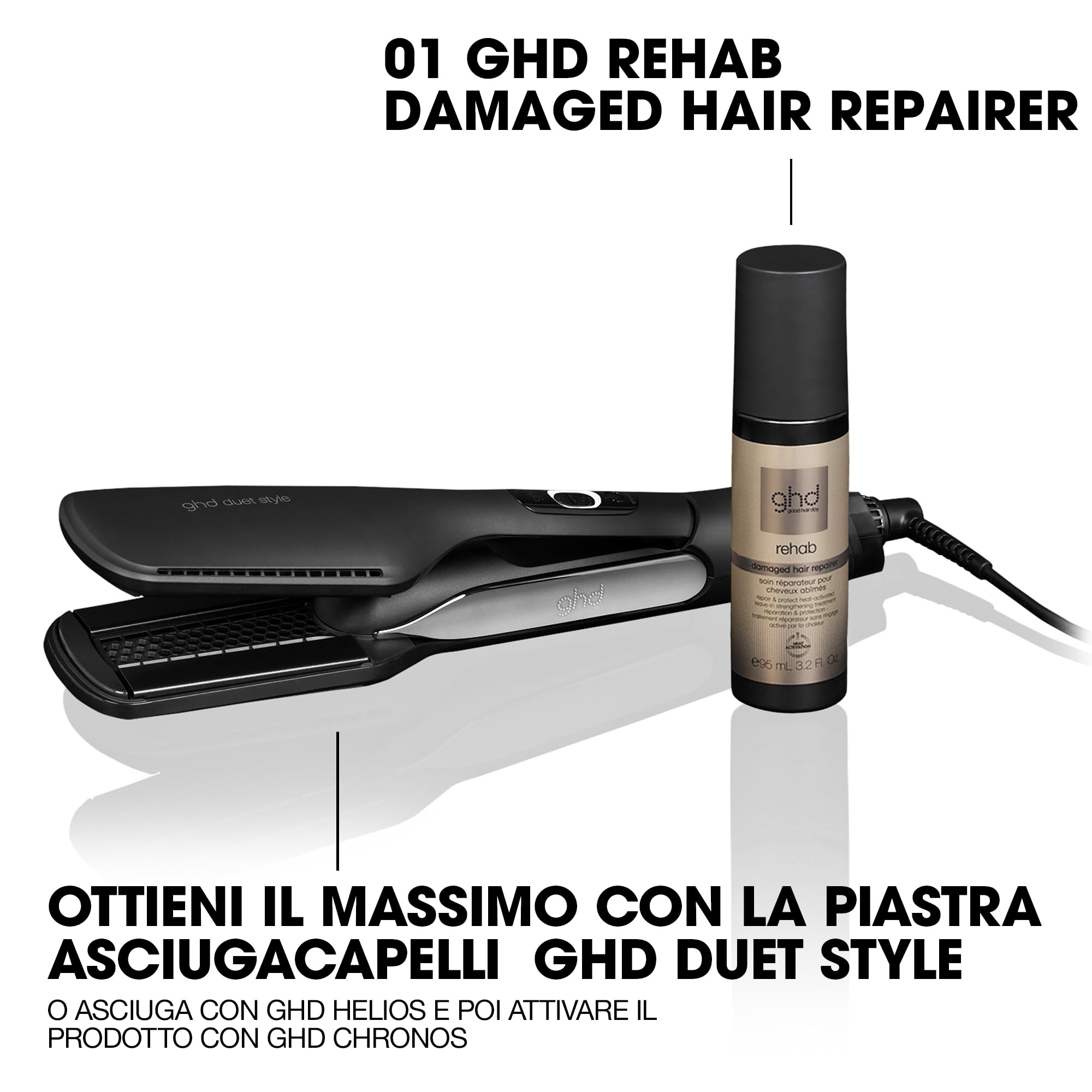 ghd Rehab Damaged Hair Repairer Trattamento senza risciacquo attivato dal calore per riparare & proteggere 95 ml