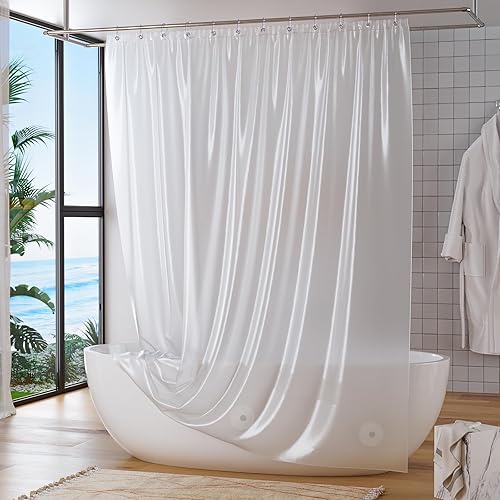 Miniatura 6 de Titanker 3G forro de PEVA para cortina de regadera, 72 x 72 pulgadas, forro plástico opaco, ligero e impermeable para cortina, para baño, con imanes