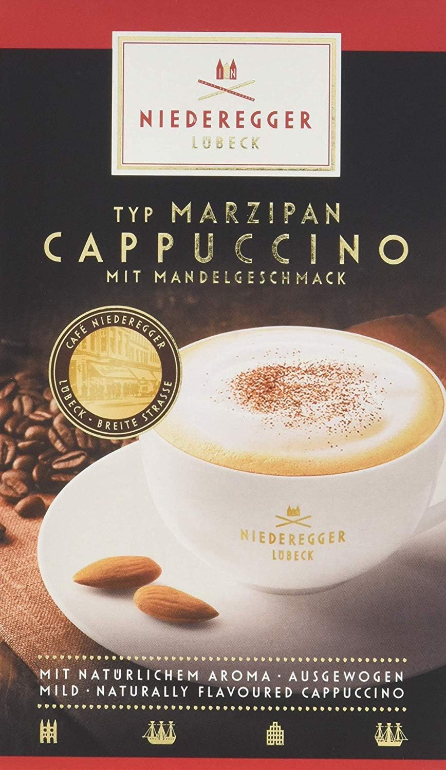 Coffee Containing Marzipan Cappuccino with Almond Flavour Beverage Powder - 10 Sticks - Niederegger