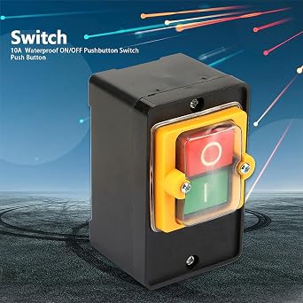 Push Button Switch Waterproof Machine Switch 220v, Start Stop Cutting Machine Bench Drill Switch Dust ON/Off Button AC 220/380V 10A