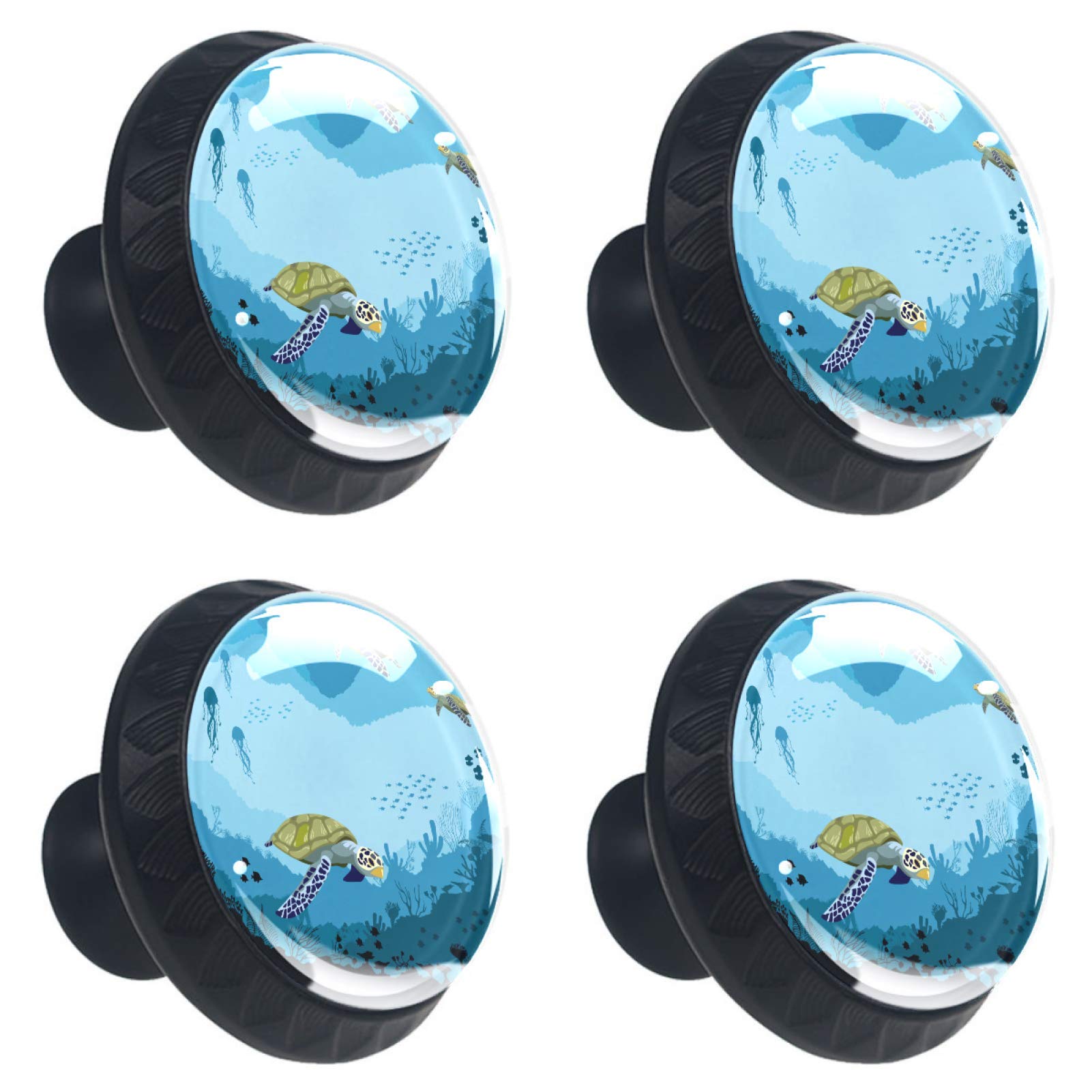Boutons de tiroir en verre tortue bleu pour relooker vos meubles