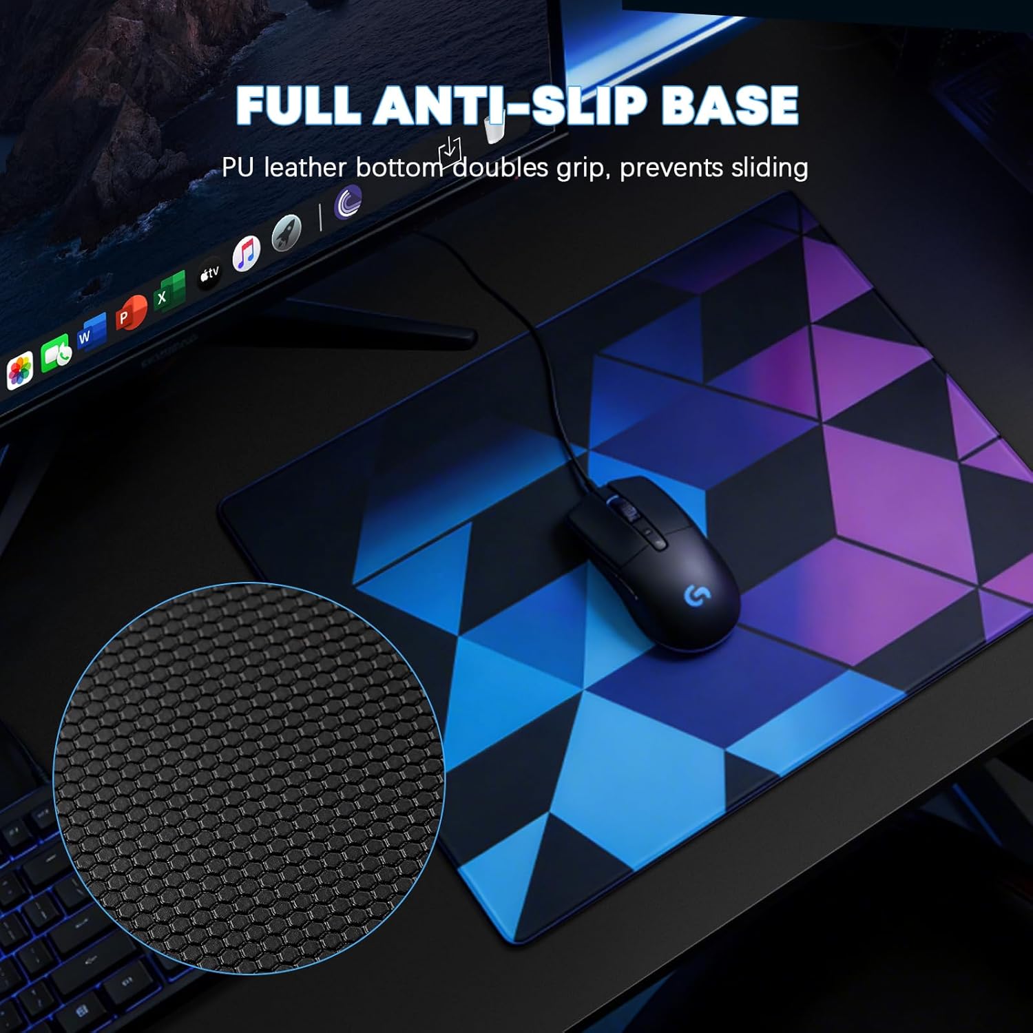 Glass Mousepad | Glass Gaming Mouse Pad | 17.7”x15.7” | for Gaming & Work | Ultra-Smooth Micro-Etched Surface | Dirt- and Scratch-Resistant | Tempered Glass with Anti-Slip Base