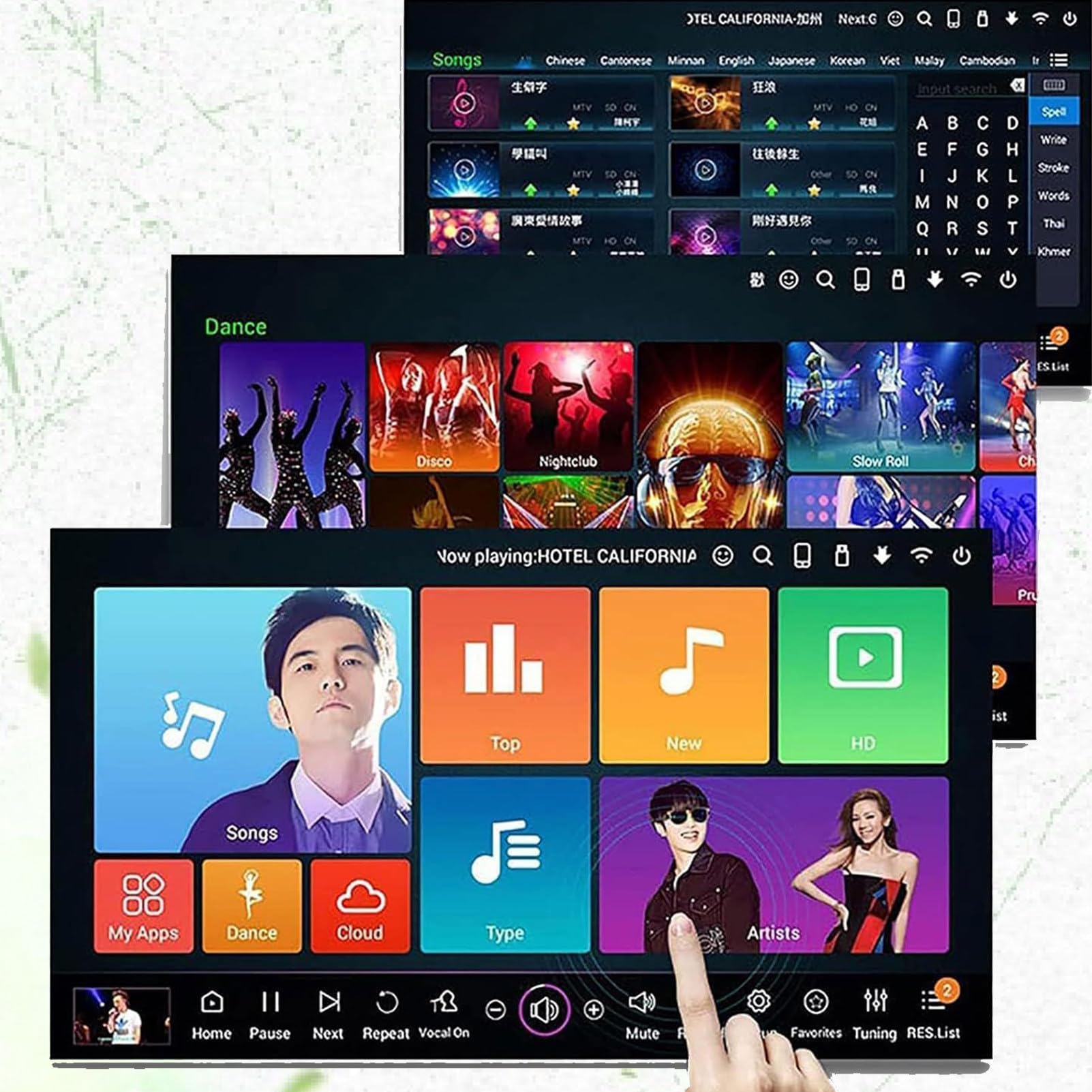 Macchina per Karaoke, per Karaoke, Lettore Karaoke, Telefono con Touch Screen da 18,5 Pollici, Telecomando E Controllo App per Karaoke, Microfoni A Riverbero Dsp 2TB-White