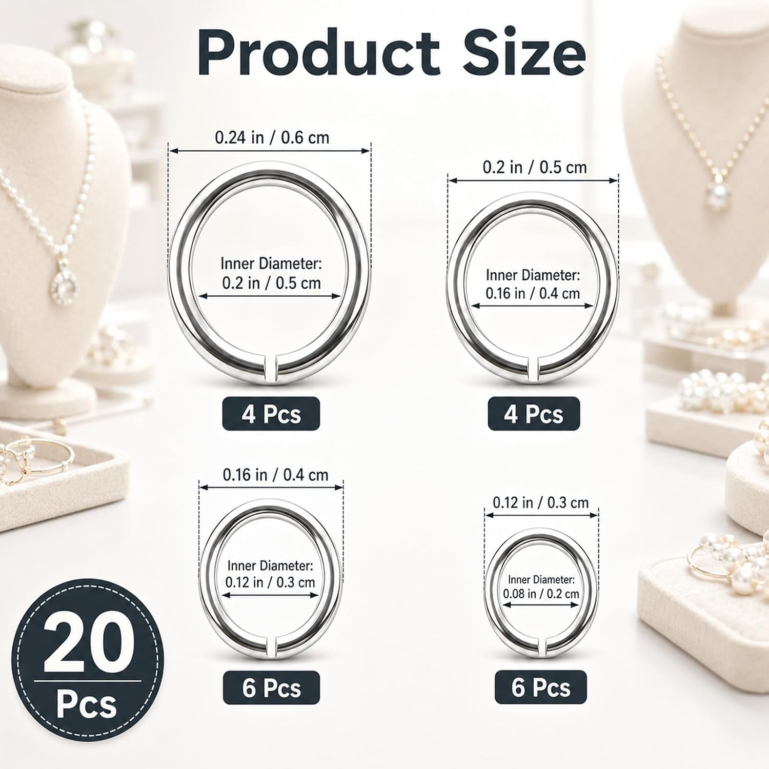 20Pcs 925 Sterling Silver Jump Rings for Jewelry Making