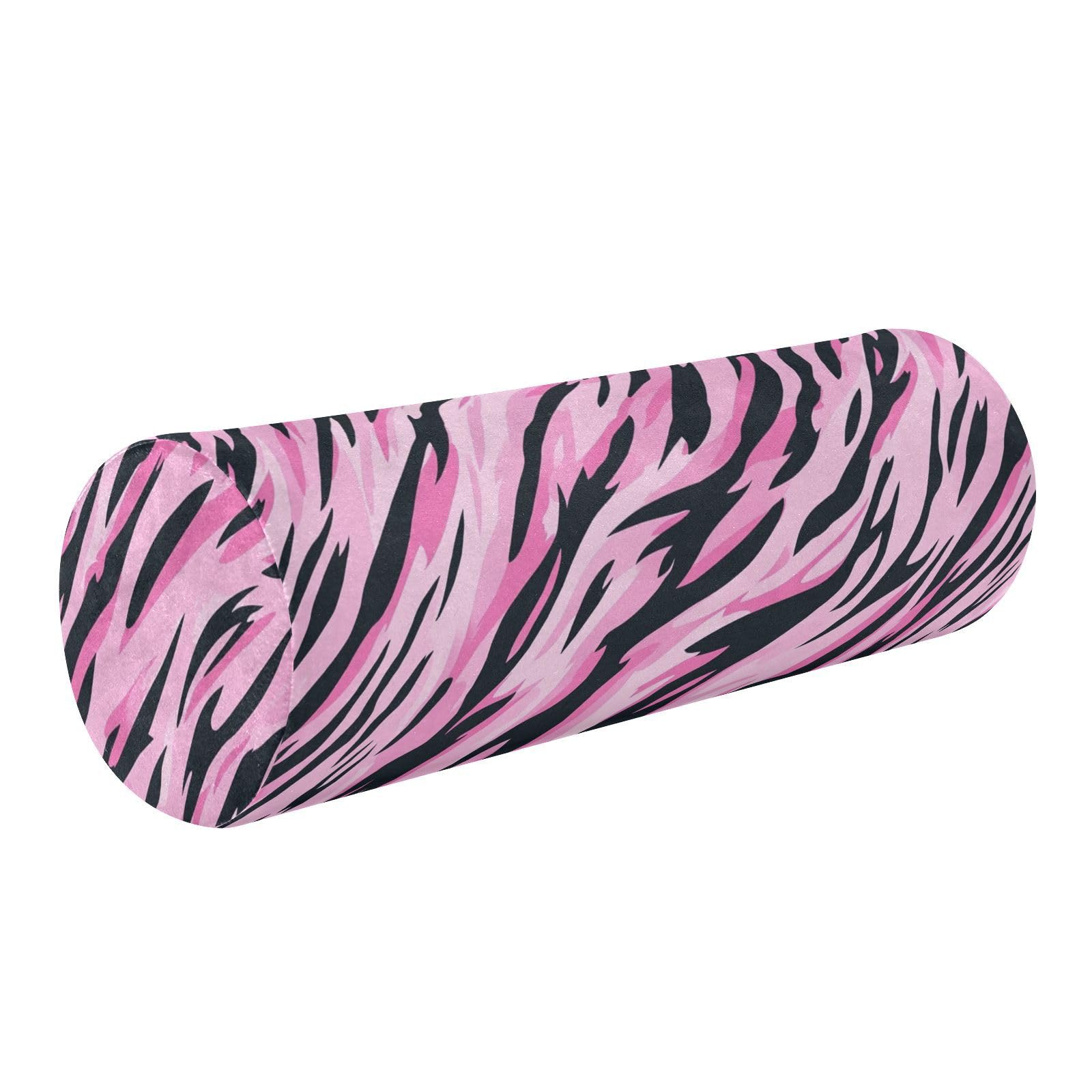 miaozhen Fashion Black Peach Tigers Fur Print Neck Roll Pillow Cervical Pillow for Neck Pain Cylinder almohada de Cuello para dormir 5.5''x17''