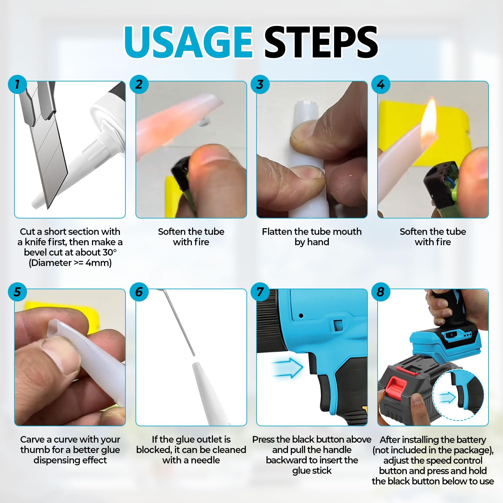 Pistolet à calfeutrer sans fil pour Makita 18 V, pistolet à mastic électrique en silicone pour cartouches de 300 ml avec 6 vitesses réglables, affichage numérique, lumière LED et anti-goutte, pour